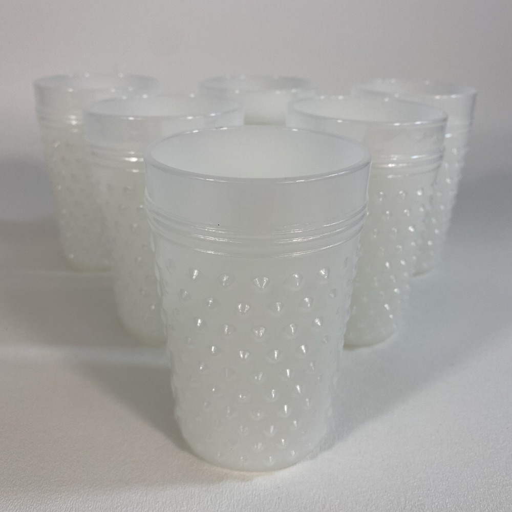 Lot of  6 Vintage Hobnail Milk Glass Tumblers Anchor Hocking 4.5"